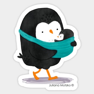 Dad Penguin with his baby penguin Sticker